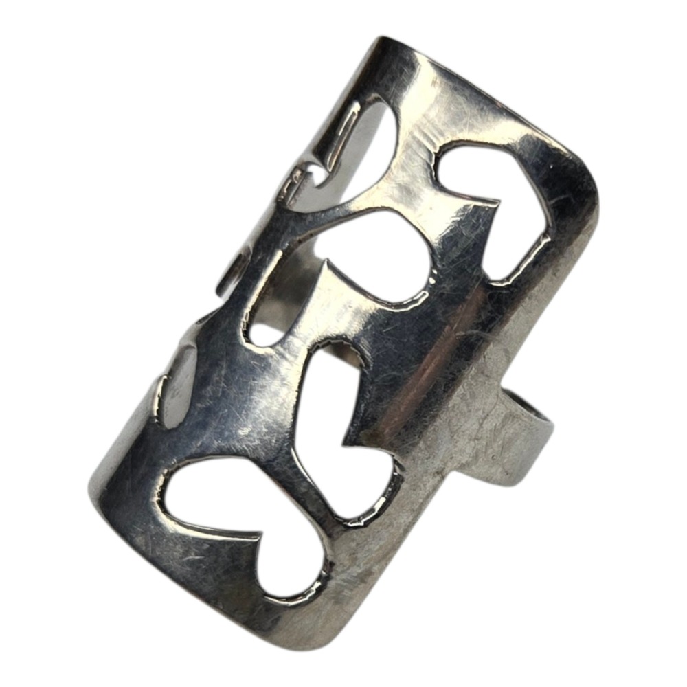 Vintage Butterfly Ring‎ Sterling Silver Size 8.25 Silver Cutout Shield Band